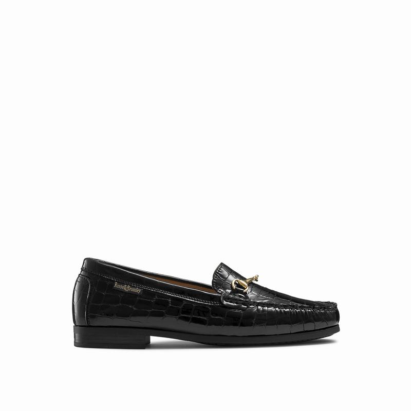 Russell & Bromley Poshmoc Snaffle Trim Loafers Womens Black [SII4783QO]